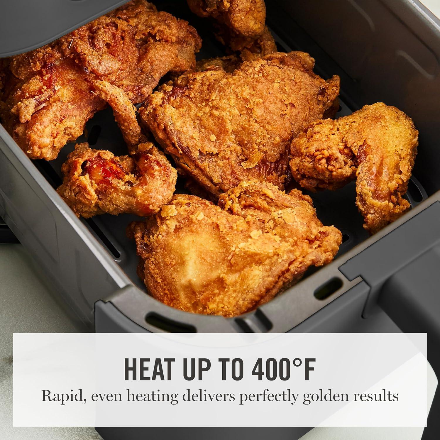 image:imageMartha Stewart 6QT Air Fryer 6in1 Bake Broil Roast Air Fry Dehydrate Reheat Ceramic NonStick Basket Crispy Results Fast 400F Max Temp Shake Reminder Auto ShutOff Linen CreamCaviar Gray