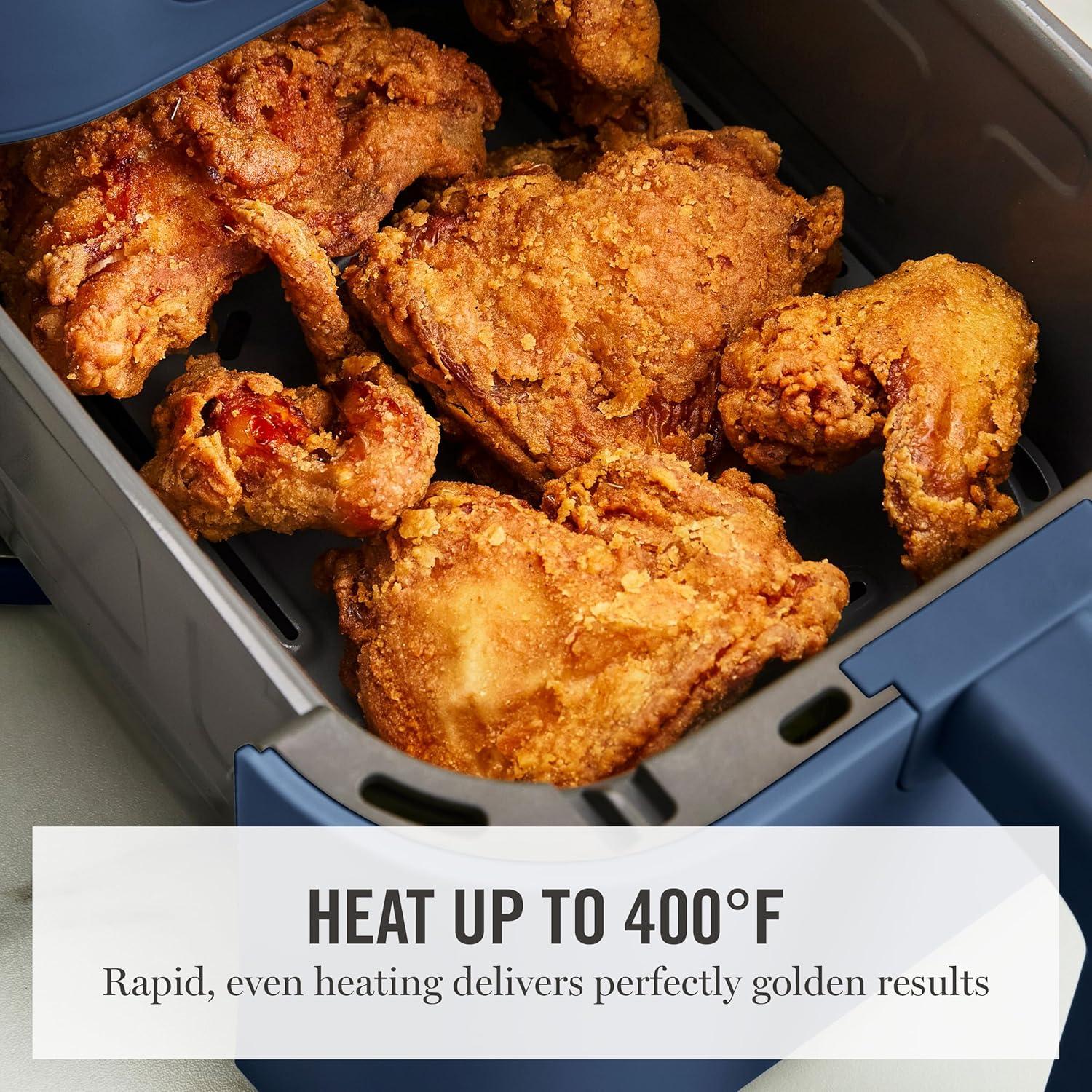 image:imageMartha Stewart 6QT Air Fryer 6in1 Bake Broil Roast Air Fry Dehydrate Reheat Ceramic NonStick Basket Crispy Results Fast 400F Max Temp Shake Reminder Auto ShutOff Linen CreamIndigo Blue