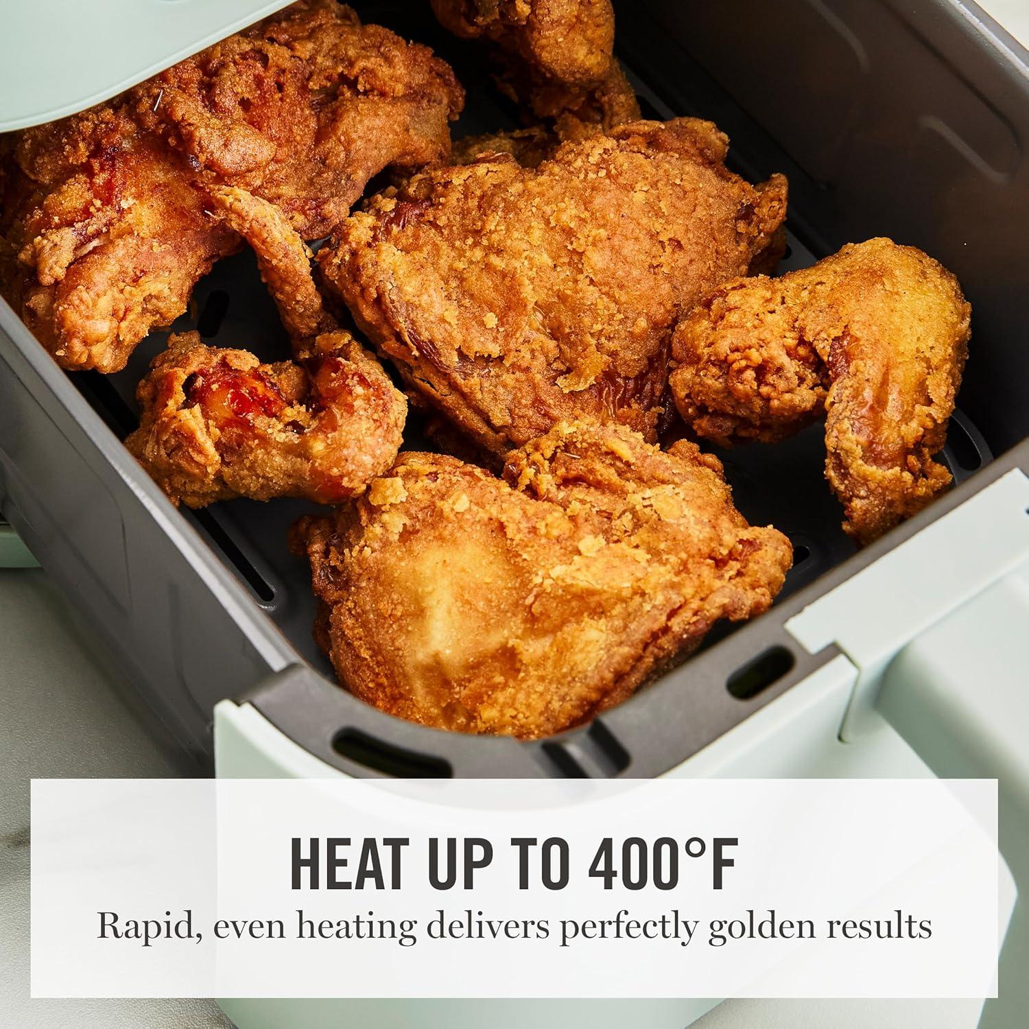 image:imageMartha Stewart 6QT Air Fryer 6in1 Bake Broil Roast Air Fry Dehydrate Reheat Ceramic NonStick Basket Crispy Results Fast 400F Max Temp Shake Reminder Auto ShutOff Linen CreamHoneydew Green