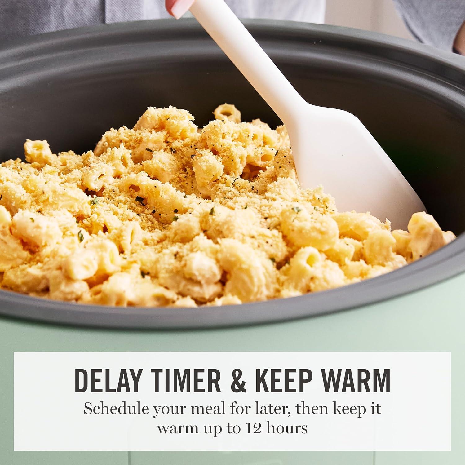 image:imageMartha Stewart 8 QT Slow Cooker Programmable with Timer 3 Heat Settings Low High Warm Nonstick Ceramic Removable Crock Stovetop amp Oven Safe Glass Lid Simmer Reheat Warm LinenHoneydew Green