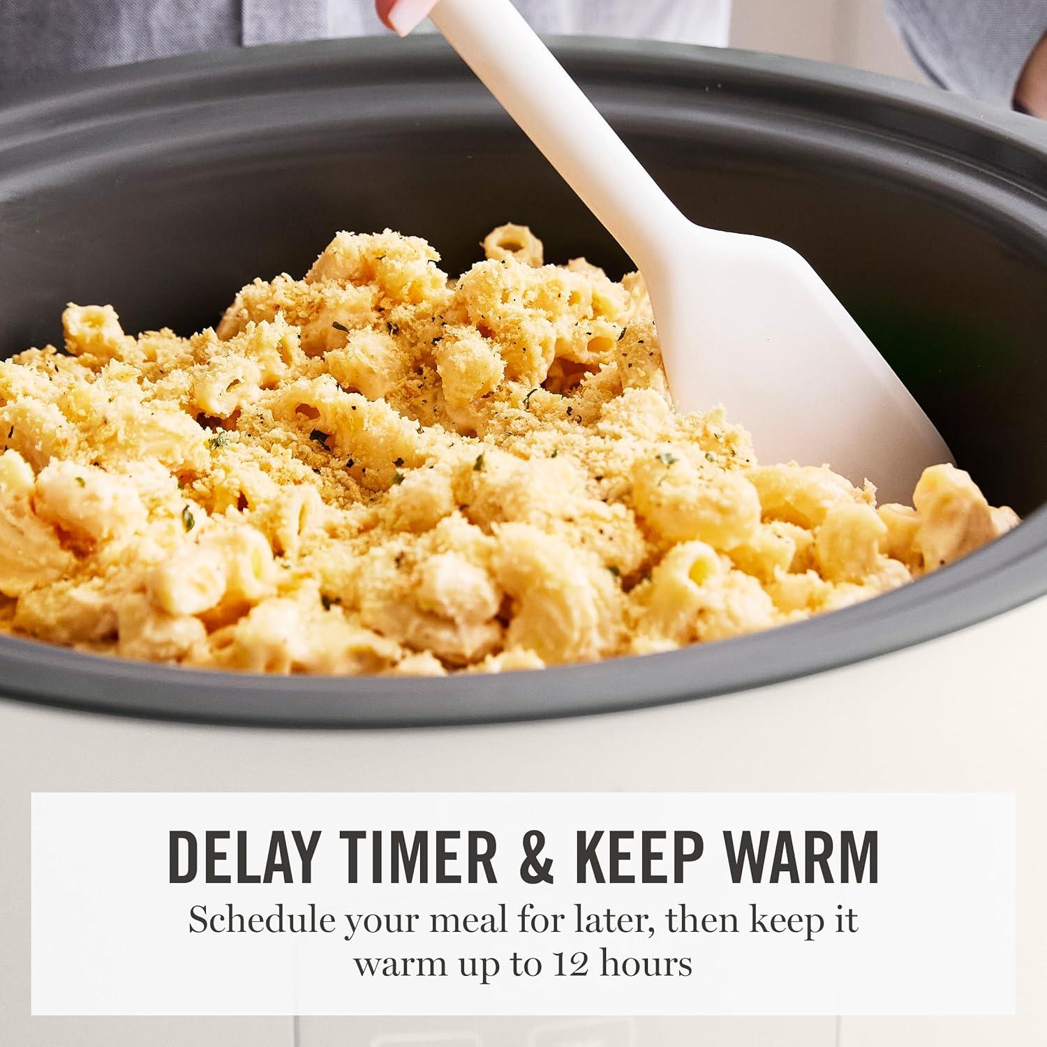 image:imageMartha Stewart 8 QT Slow Cooker Programmable with Timer 3 Heat Settings Low High Warm Nonstick Ceramic Removable Crock Stovetop amp Oven Safe Glass Lid Simmer Reheat Warm LinenLinen White