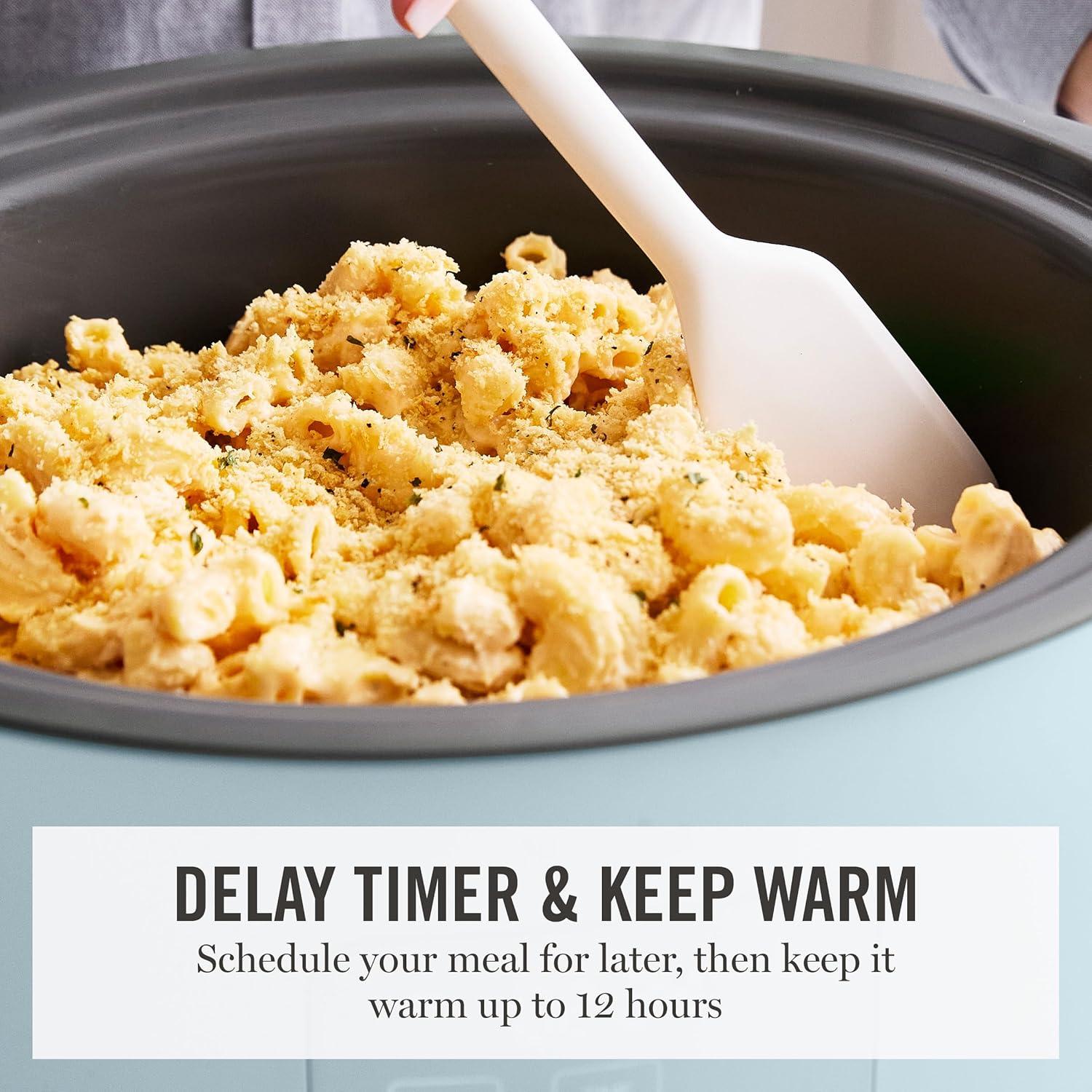 image:imageMartha Stewart 8 QT Slow Cooker Programmable with Timer 3 Heat Settings Low High Warm Nonstick Ceramic Removable Crock Stovetop amp Oven Safe Glass Lid Simmer Reheat Warm LinenSky Blue