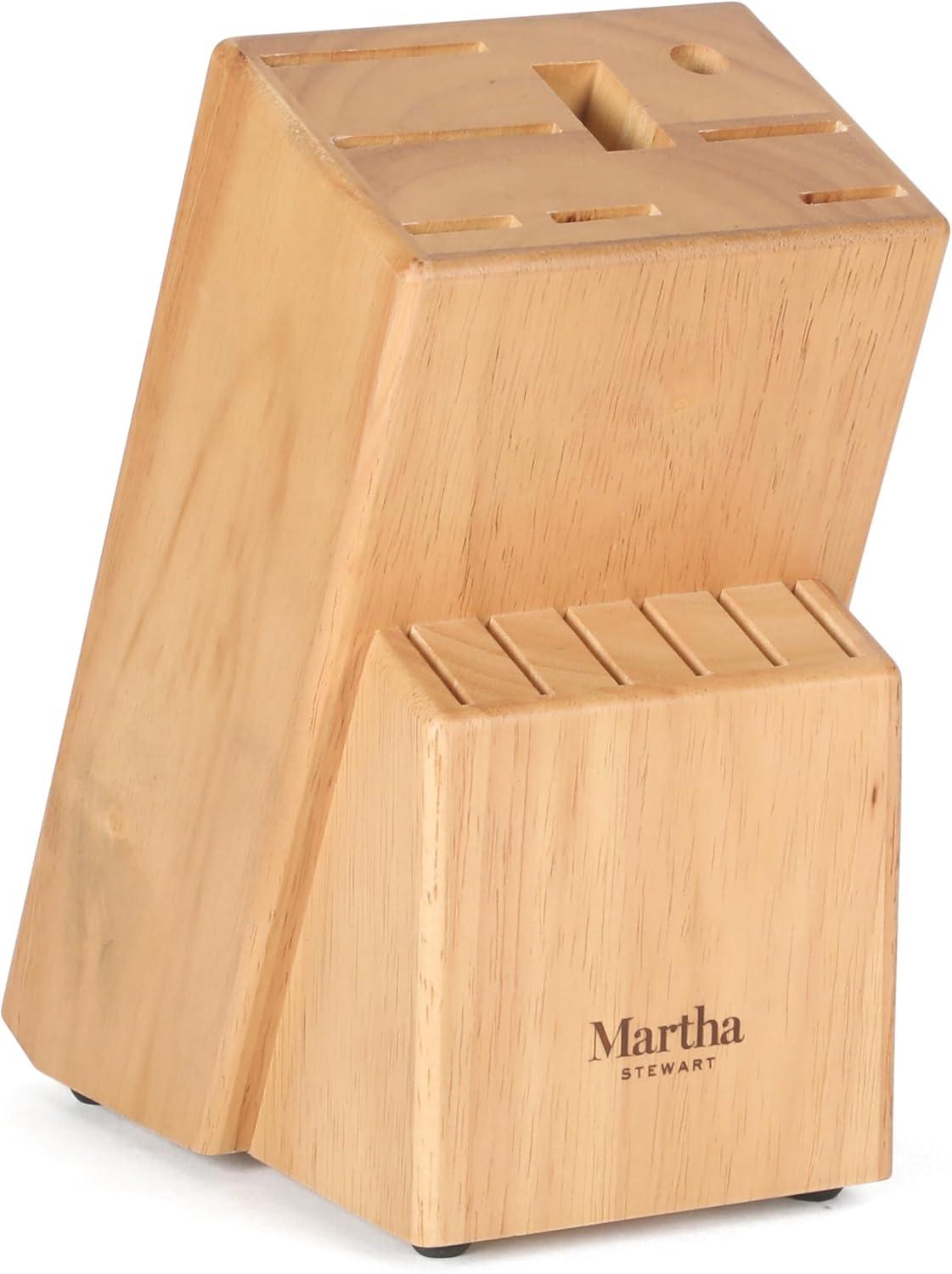 image:imageMartha Stewart Austenwood 15Piece Knife Block Set German Stainless Steel Kitchen Knives with Forged Italian Olive Wood Handle