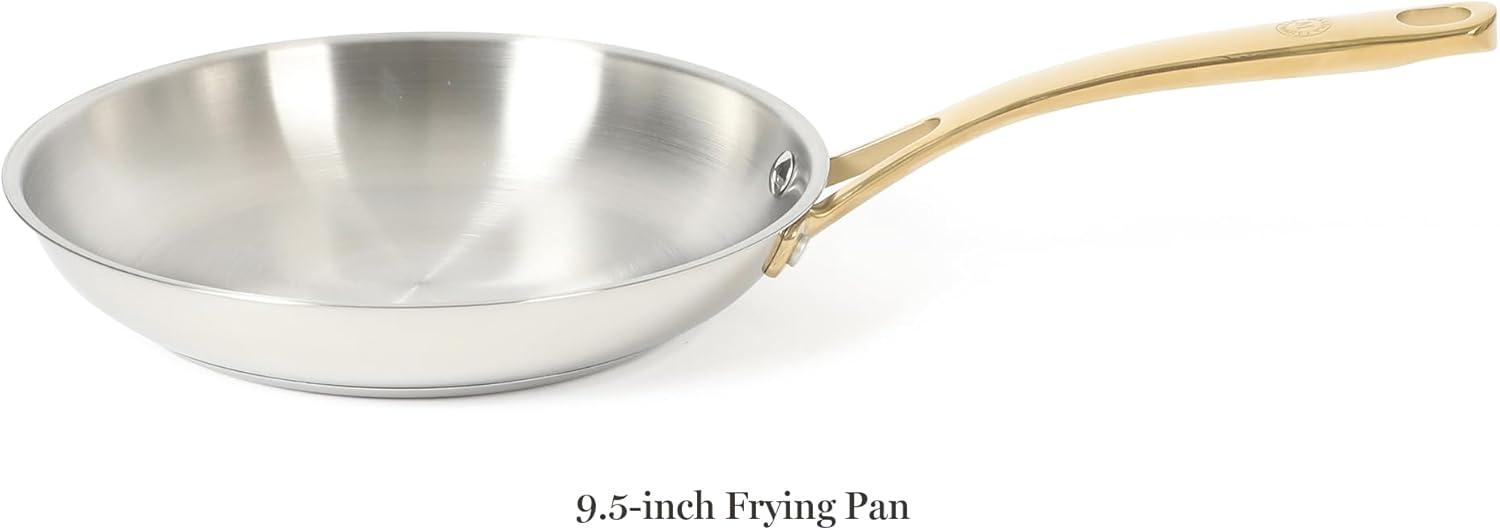 image:imageMartha Stewart Castelle 12Inch Stainless Steel Frying Pan with GoldTone Handle TriPly Encapsulated Bottom Oven Safe amp Induction Safe Skillet for Searing and SautingStainless Steel W Gold Handle