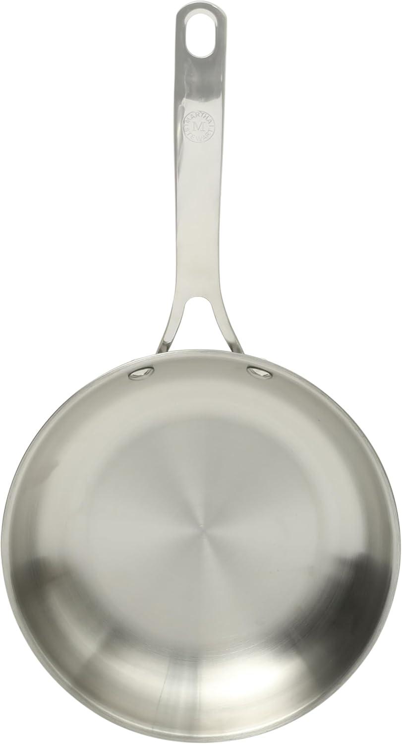 image:imageMartha Stewart Castelle 12Inch Stainless Steel Frying Pan with GoldTone Handle TriPly Encapsulated Bottom Oven Safe amp Induction Safe Skillet for Searing and SautingStainless Steel