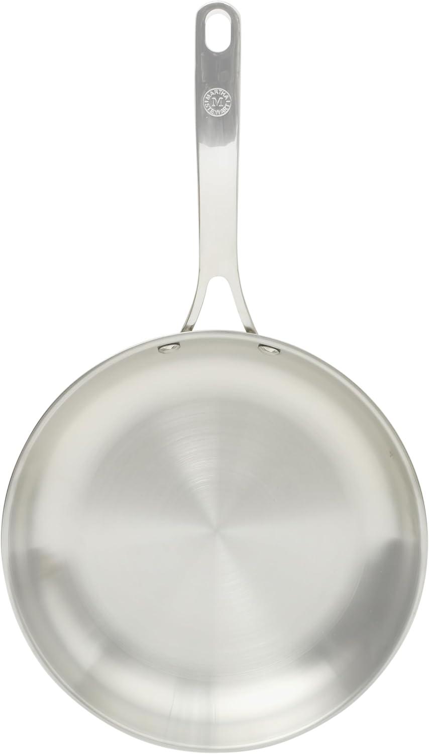 image:imageMartha Stewart Castelle 12Inch Stainless Steel Frying Pan with GoldTone Handle TriPly Encapsulated Bottom Oven Safe amp Induction Safe Skillet for Searing and SautingStainless Steel