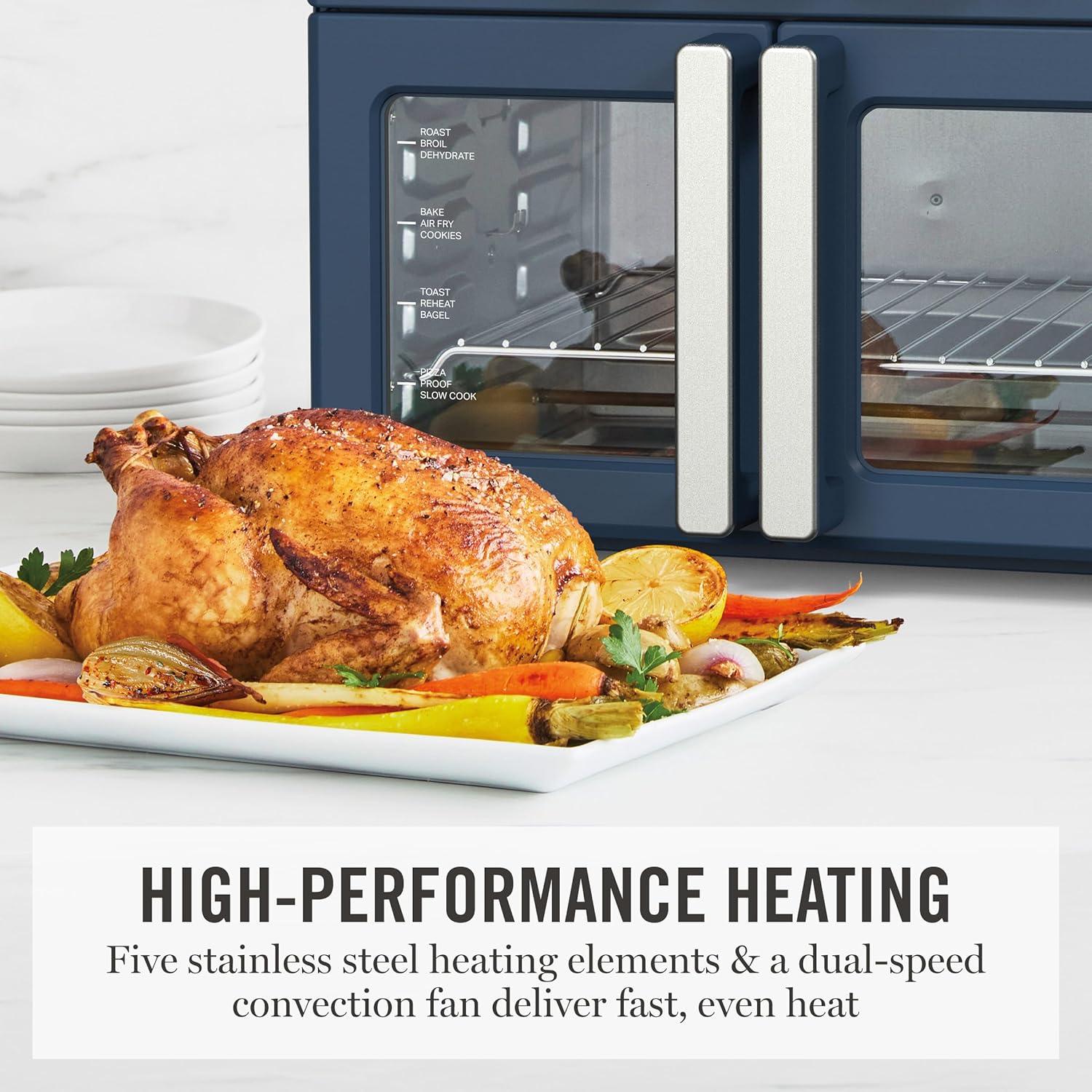 image:imageMartha Stewart French Door Air Fryer Toaster Oven Combo 34QT Countertop Convection 12in1 Bake Broil Roast Fits 12 PizzaDehydrate5 Accessories Air Fry Basket Stainless Steel Linen WhiteIndigo Blue
