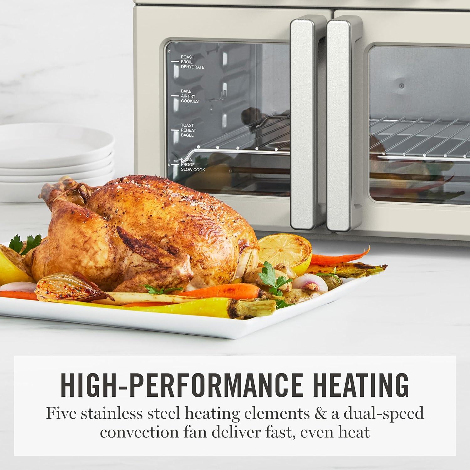 image:imageMartha Stewart French Door Air Fryer Toaster Oven Combo 34QT Countertop Convection 12in1 Bake Broil Roast Fits 12 PizzaDehydrate5 Accessories Air Fry Basket Stainless Steel Linen WhiteLinen White