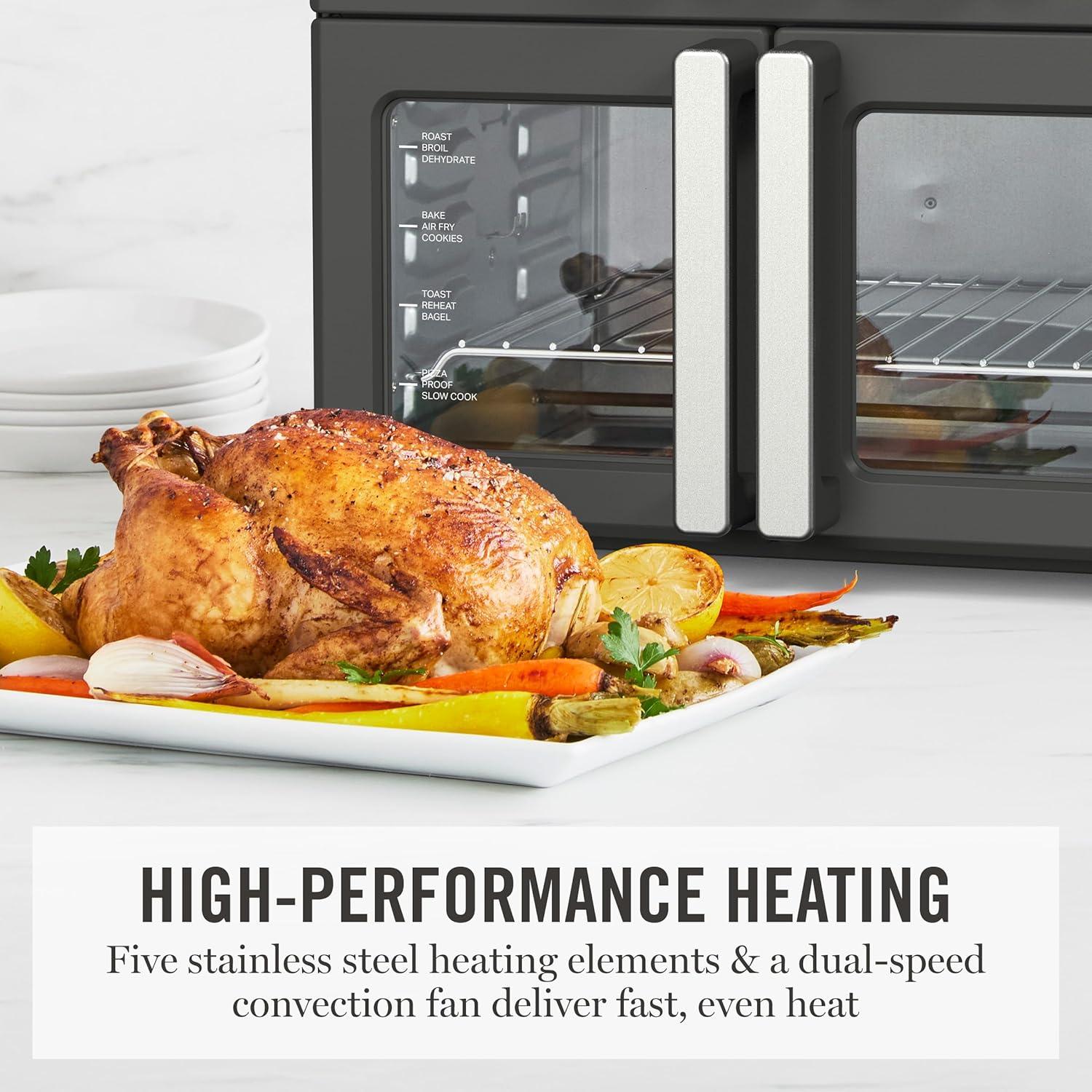 image:imageMartha Stewart French Door Air Fryer Toaster Oven Combo 34QT Countertop Convection 12in1 Bake Broil Roast Fits 12 PizzaDehydrate5 Accessories Air Fry Basket Stainless Steel Linen WhiteCaviar Gray