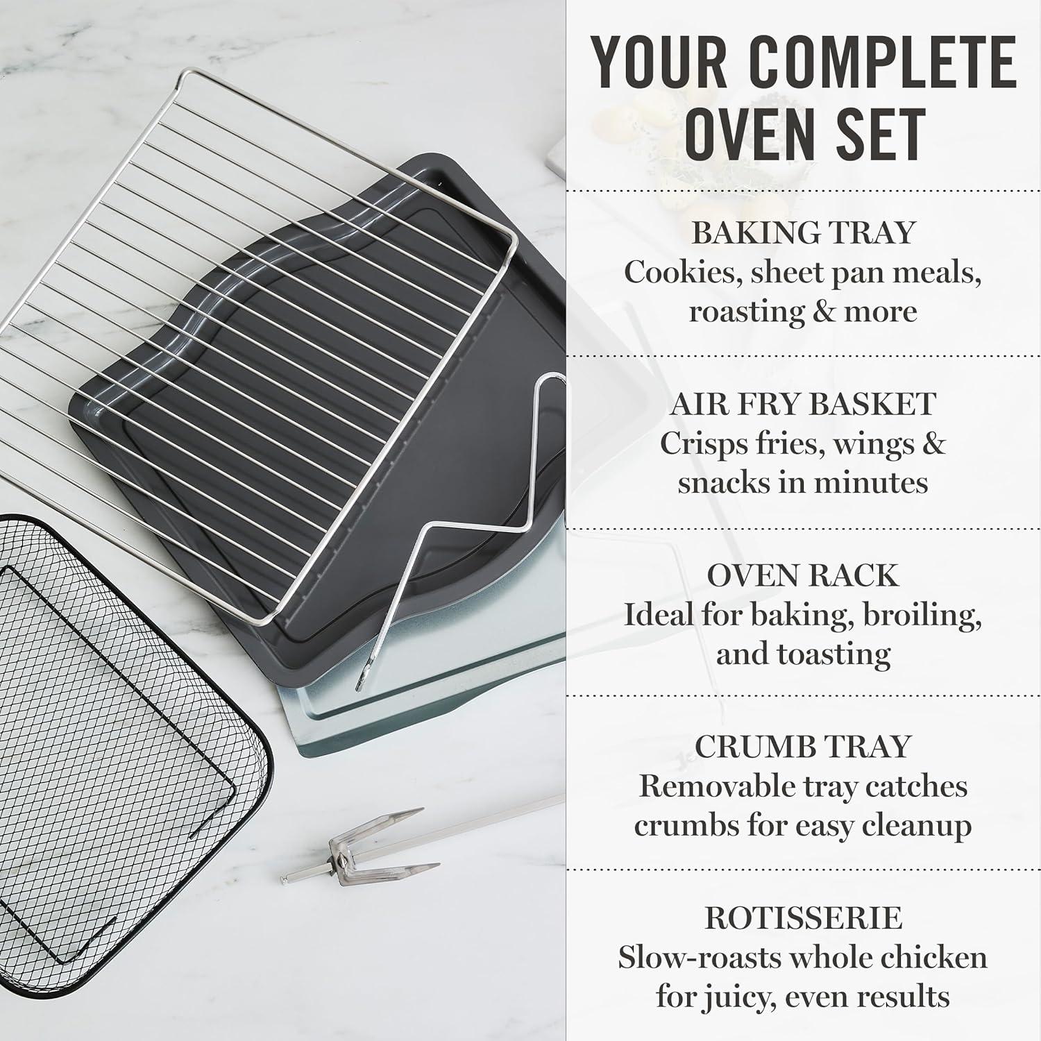 image:imageMartha Stewart French Door Air Fryer Toaster Oven Combo 34QT Countertop Convection 12in1 Bake Broil Roast Fits 12 PizzaDehydrate5 Accessories Air Fry Basket Stainless Steel Linen WhiteLinen White