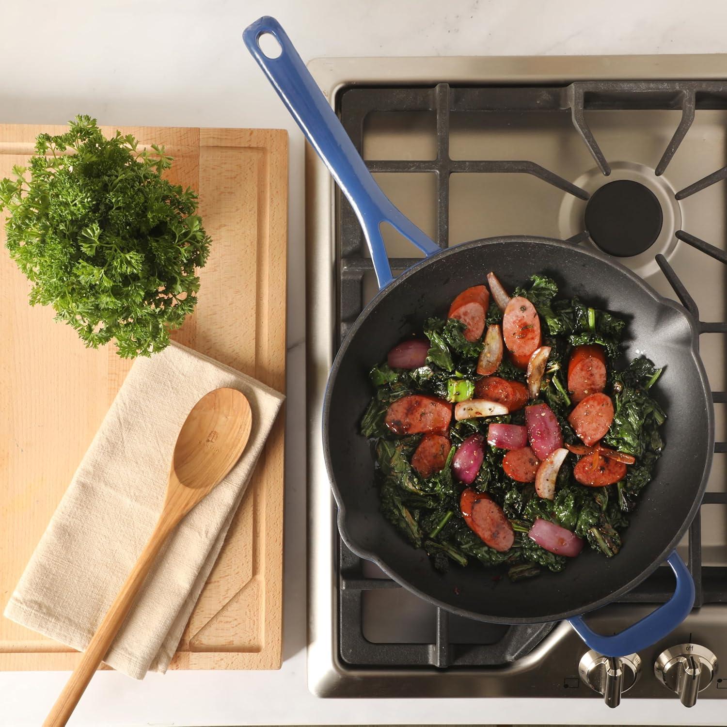 image:imageMartha Stewart Gatwick 12 Enameled Cast Iron Skillet PFASFree Classic Red Exterior with Matte Black Enamel Interior Rust Resistant Oven SafeClassic Blue