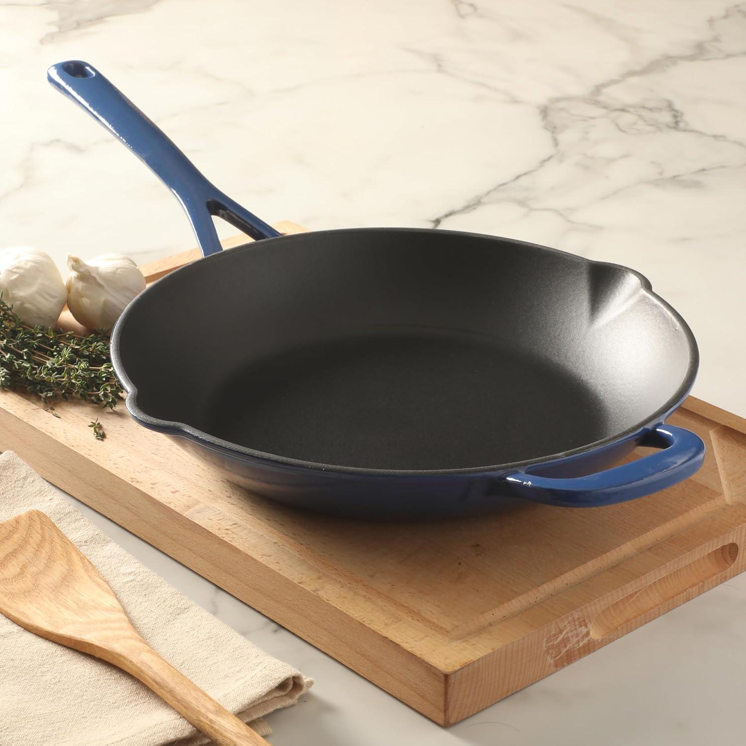 image:imageMartha Stewart Gatwick 12 Enameled Cast Iron Skillet PFASFree Classic Red Exterior with Matte Black Enamel Interior Rust Resistant Oven SafeClassic Blue