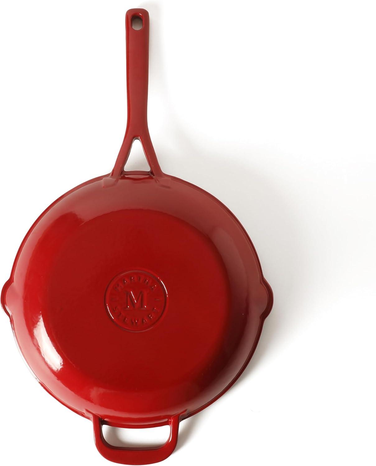 image:imageMartha Stewart Gatwick 12 Enameled Cast Iron Skillet PFASFree Classic Red Exterior with Matte Black Enamel Interior Rust Resistant Oven SafeClassic Red