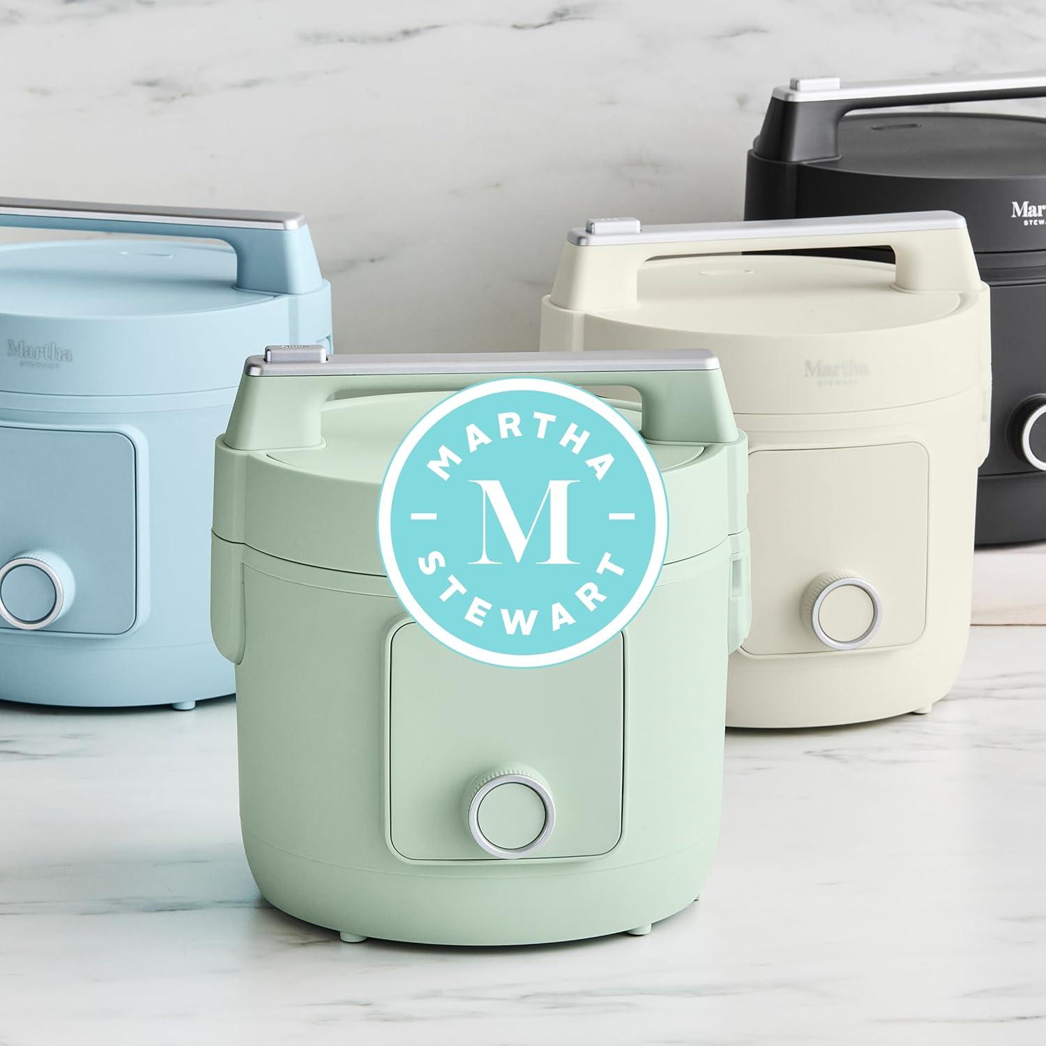 image:imageMartha Stewart Rice Cooker 4 Cup Uncooked 8 Cup Cooked Ceramic NonStick Removable Pot Keep Warm Measure Markings Steam Basket Brown amp Sushi Rice Quick Cook Quinoa Grains Oats Linen WhiteHoneydew Green