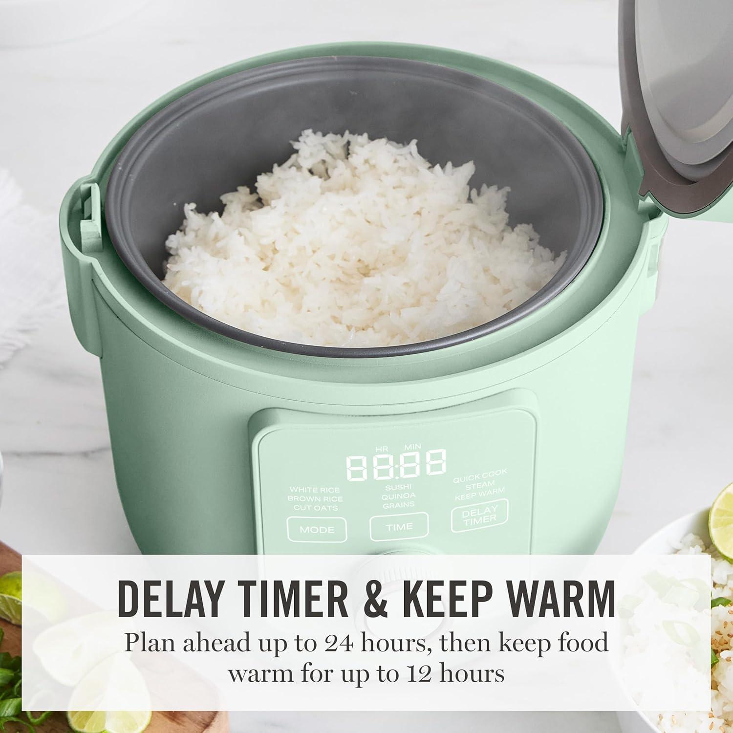 image:imageMartha Stewart Rice Cooker 4 Cup Uncooked 8 Cup Cooked Ceramic NonStick Removable Pot Keep Warm Measure Markings Steam Basket Brown amp Sushi Rice Quick Cook Quinoa Grains Oats Linen WhiteHoneydew Green