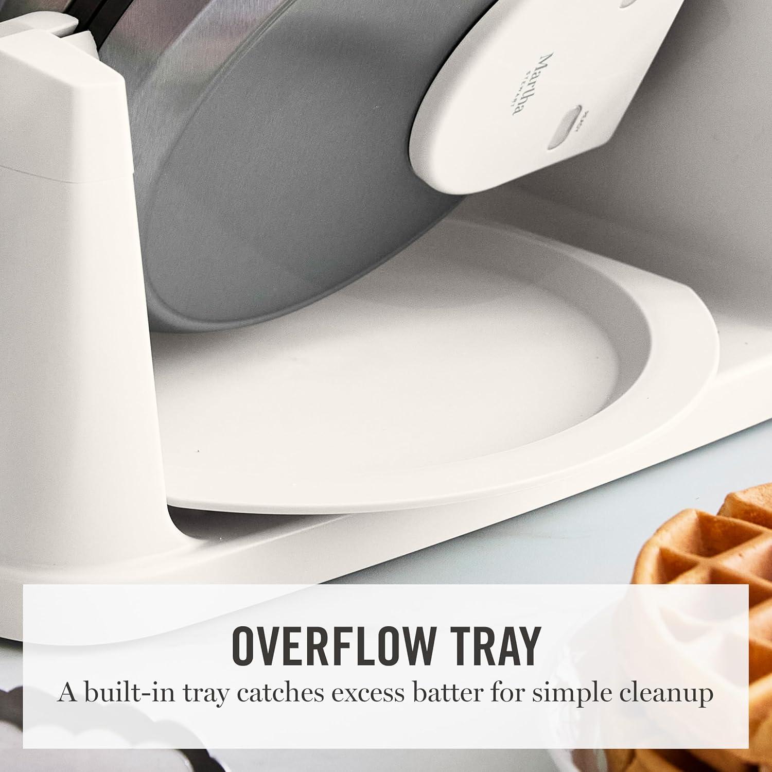 image:imageMartha Stewart Rotating Waffle Maker 180 Flip Iron with PFASFree Nonstick Plates Adjustable Timer Ready Light Drip Tray Space Saving Classic Round 7 Easy to Clean Stainless Steel LinenLinen White