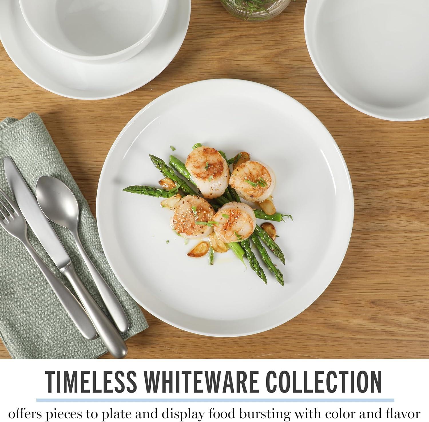 image:imageMartha Stewart Selma Pasta Bowls Set of 6 43oz White Porcelain Soup Bowls amp Salad Bowl Wide and Shallow Chip Resistant Dishwasher amp Microwave SafeWhite