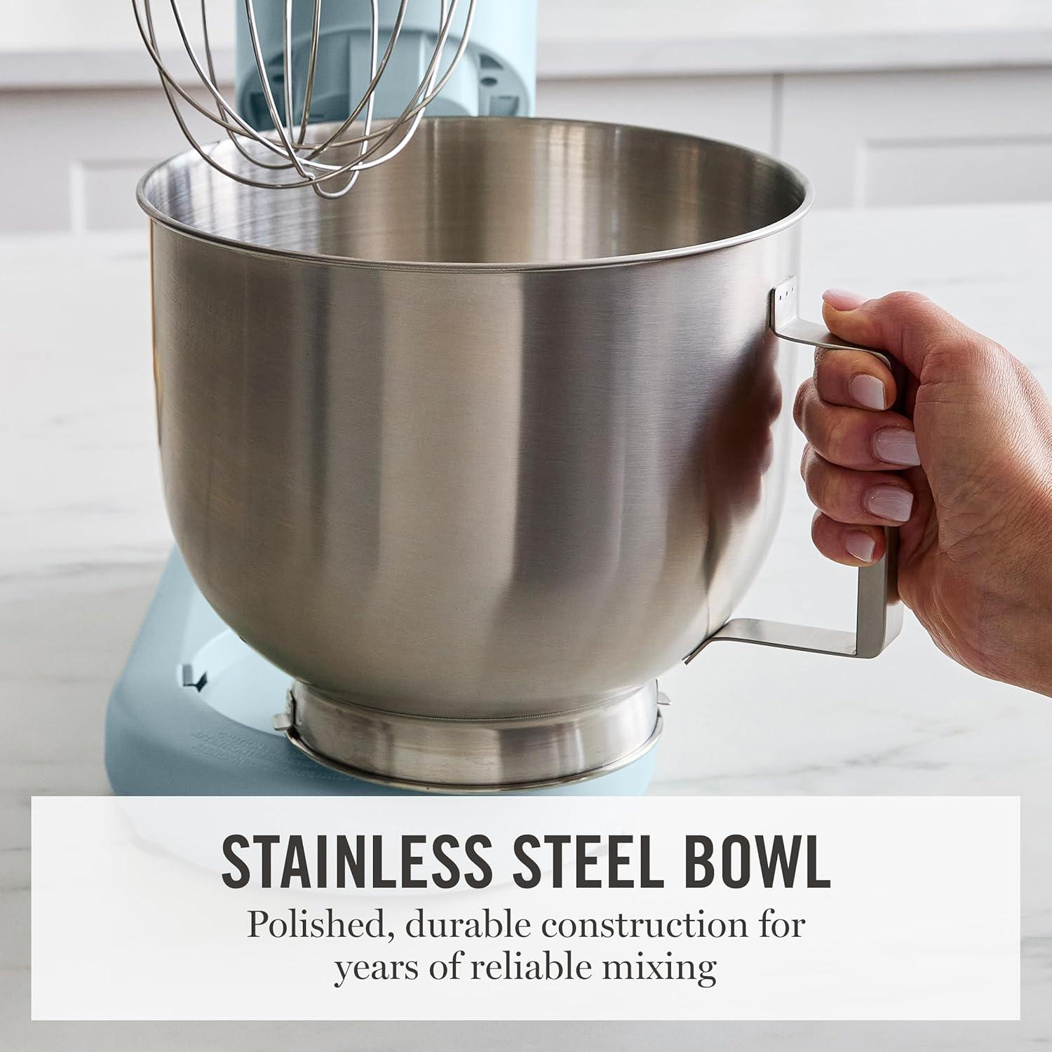 image:imageMartha Stewart TiltHead Stand Mixer12 Speed 53QT Stainless Steel Bowl Splash Guard with Pour Chute Whisk Dough Hook Flat BeaterElectric Kitchen Baking Mixer Bread Cake Whip Linen WhiteSky Blue