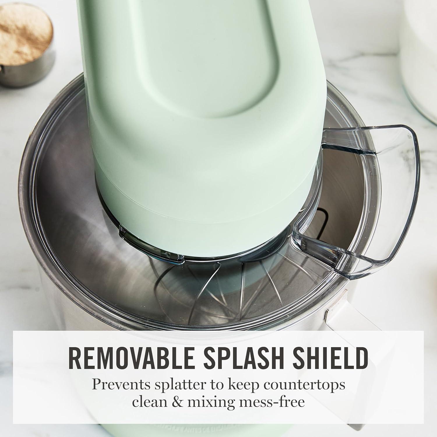 image:imageMartha Stewart TiltHead Stand Mixer12 Speed 53QT Stainless Steel Bowl Splash Guard with Pour Chute Whisk Dough Hook Flat BeaterElectric Kitchen Baking Mixer Bread Cake Whip Linen WhiteHoneydew Green