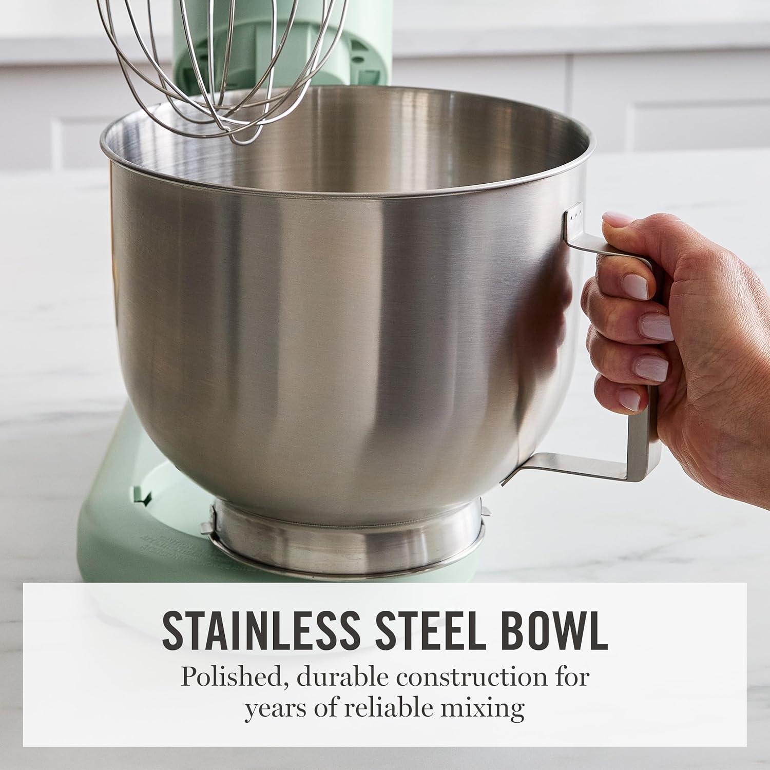 image:imageMartha Stewart TiltHead Stand Mixer12 Speed 53QT Stainless Steel Bowl Splash Guard with Pour Chute Whisk Dough Hook Flat BeaterElectric Kitchen Baking Mixer Bread Cake Whip Linen WhiteHoneydew Green