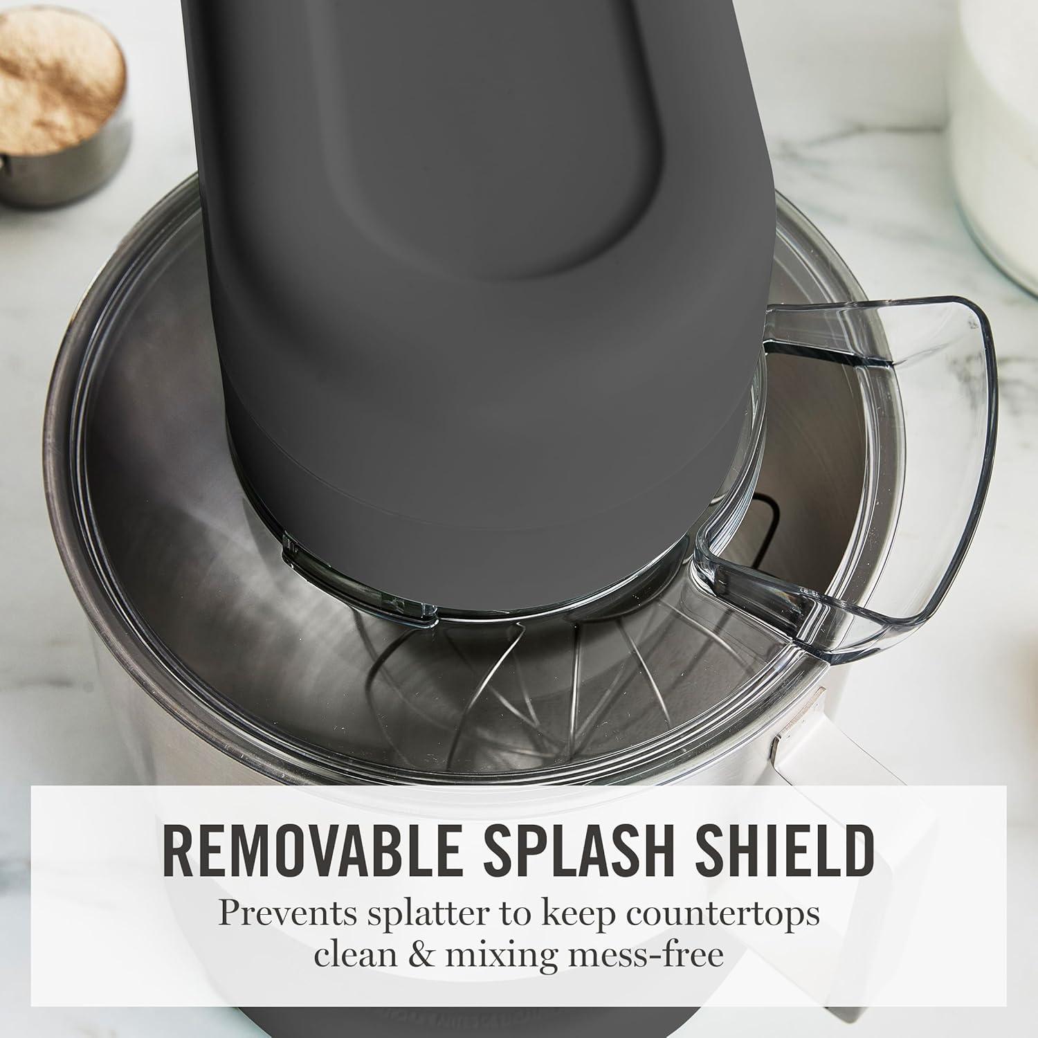 image:imageMartha Stewart TiltHead Stand Mixer12 Speed 53QT Stainless Steel Bowl Splash Guard with Pour Chute Whisk Dough Hook Flat BeaterElectric Kitchen Baking Mixer Bread Cake Whip Linen WhiteCaviar Gray