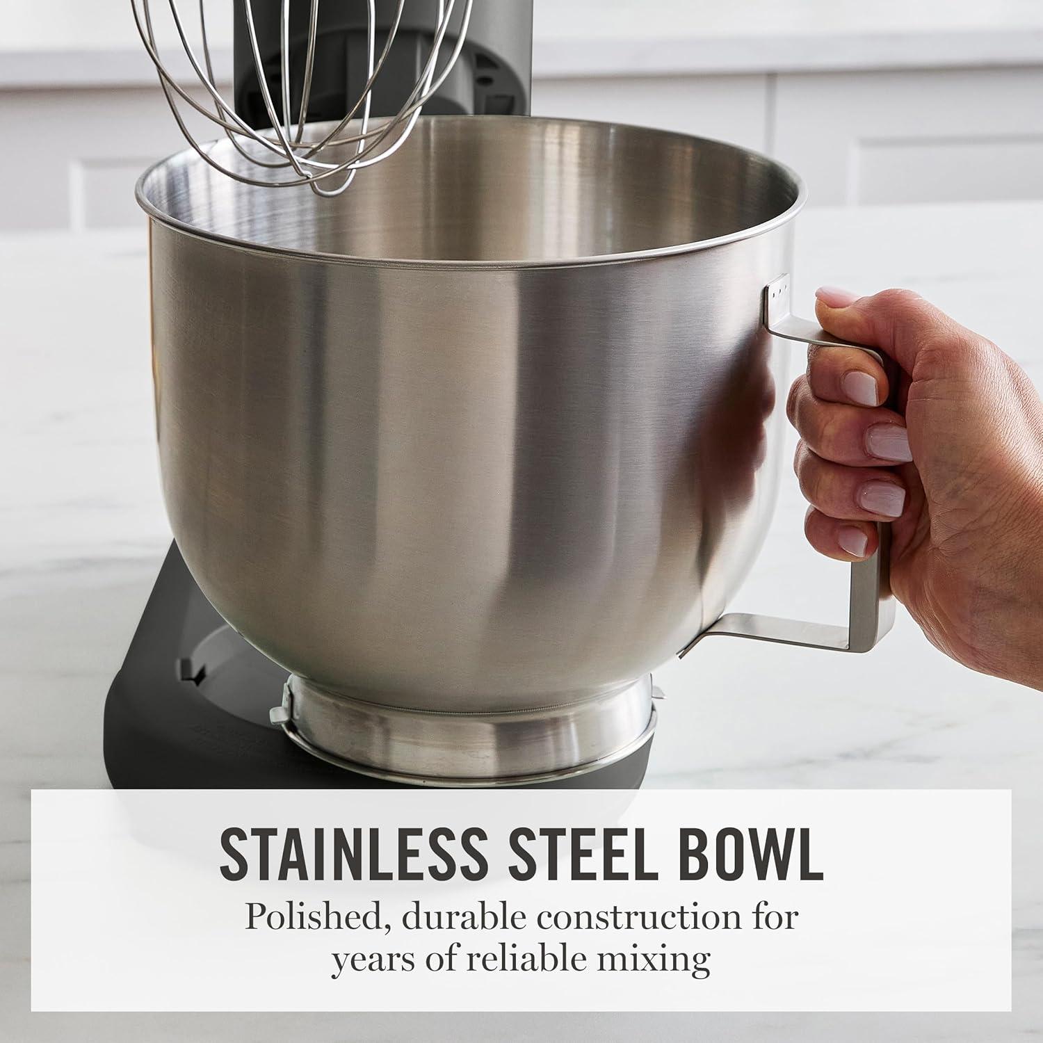 image:imageMartha Stewart TiltHead Stand Mixer12 Speed 53QT Stainless Steel Bowl Splash Guard with Pour Chute Whisk Dough Hook Flat BeaterElectric Kitchen Baking Mixer Bread Cake Whip Linen WhiteCaviar Gray