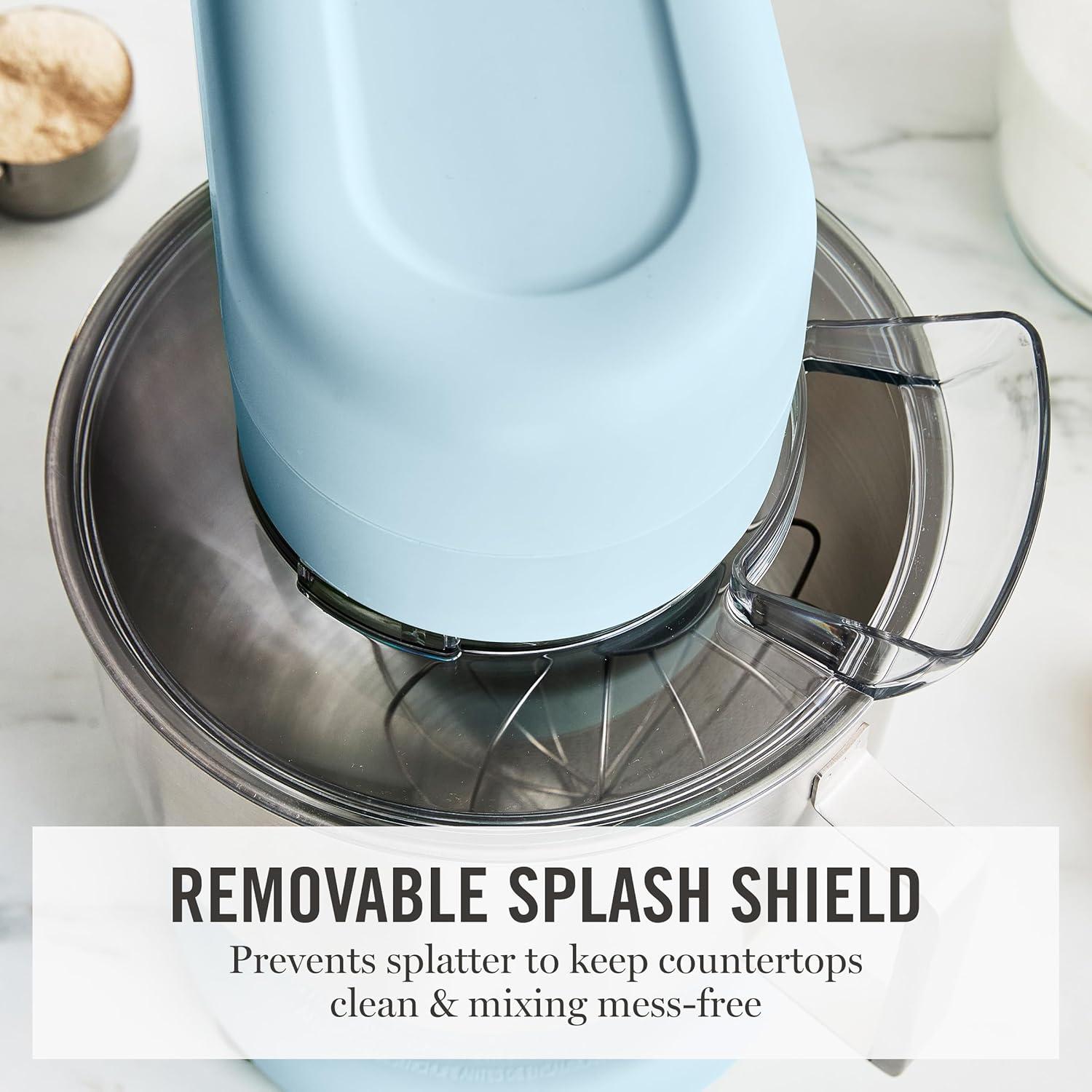 image:imageMartha Stewart TiltHead Stand Mixer12 Speed 53QT Stainless Steel Bowl Splash Guard with Pour Chute Whisk Dough Hook Flat BeaterElectric Kitchen Baking Mixer Bread Cake Whip Linen WhiteSky Blue