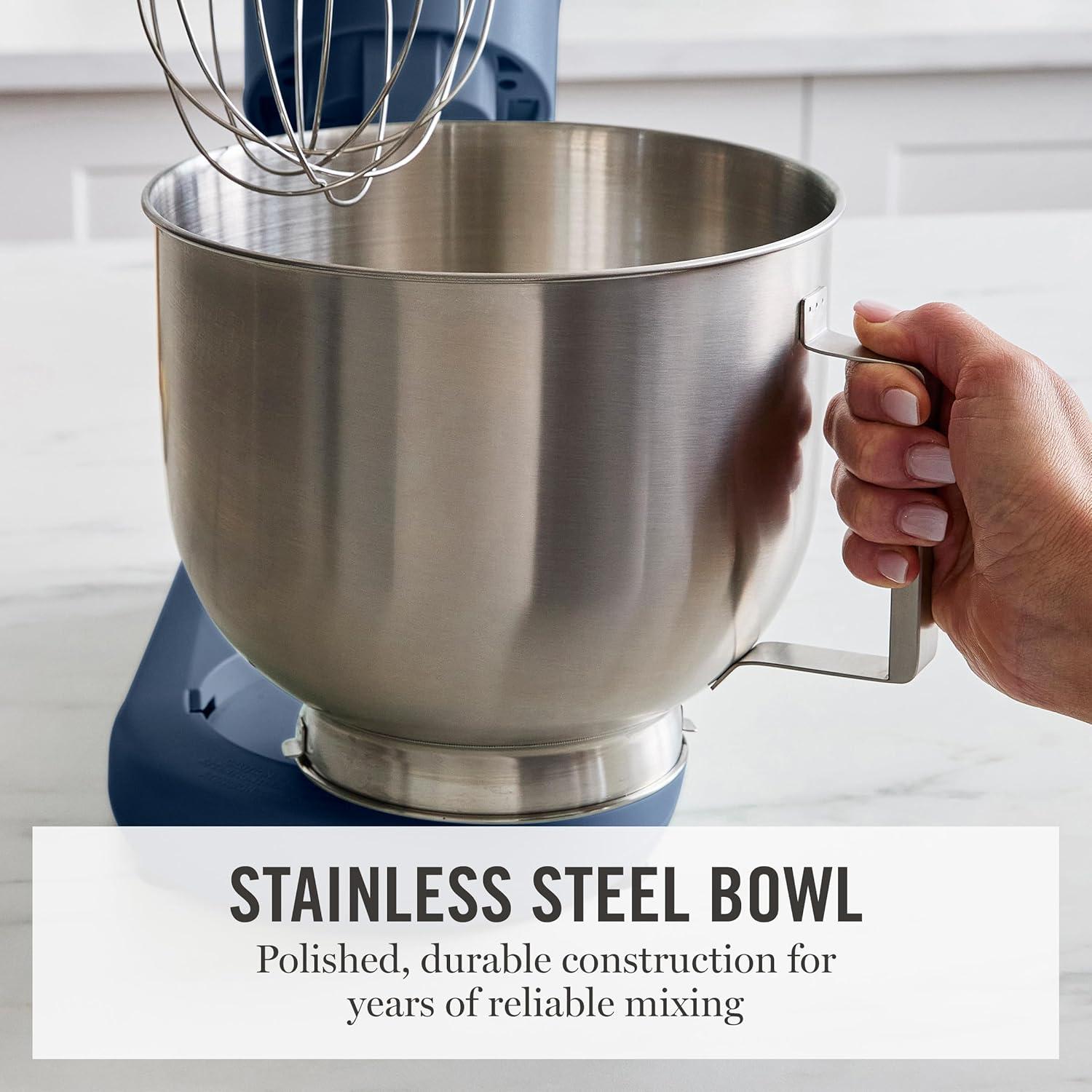 image:imageMartha Stewart TiltHead Stand Mixer12 Speed 53QT Stainless Steel Bowl Splash Guard with Pour Chute Whisk Dough Hook Flat BeaterElectric Kitchen Baking Mixer Bread Cake Whip Linen WhiteIndigo Blue