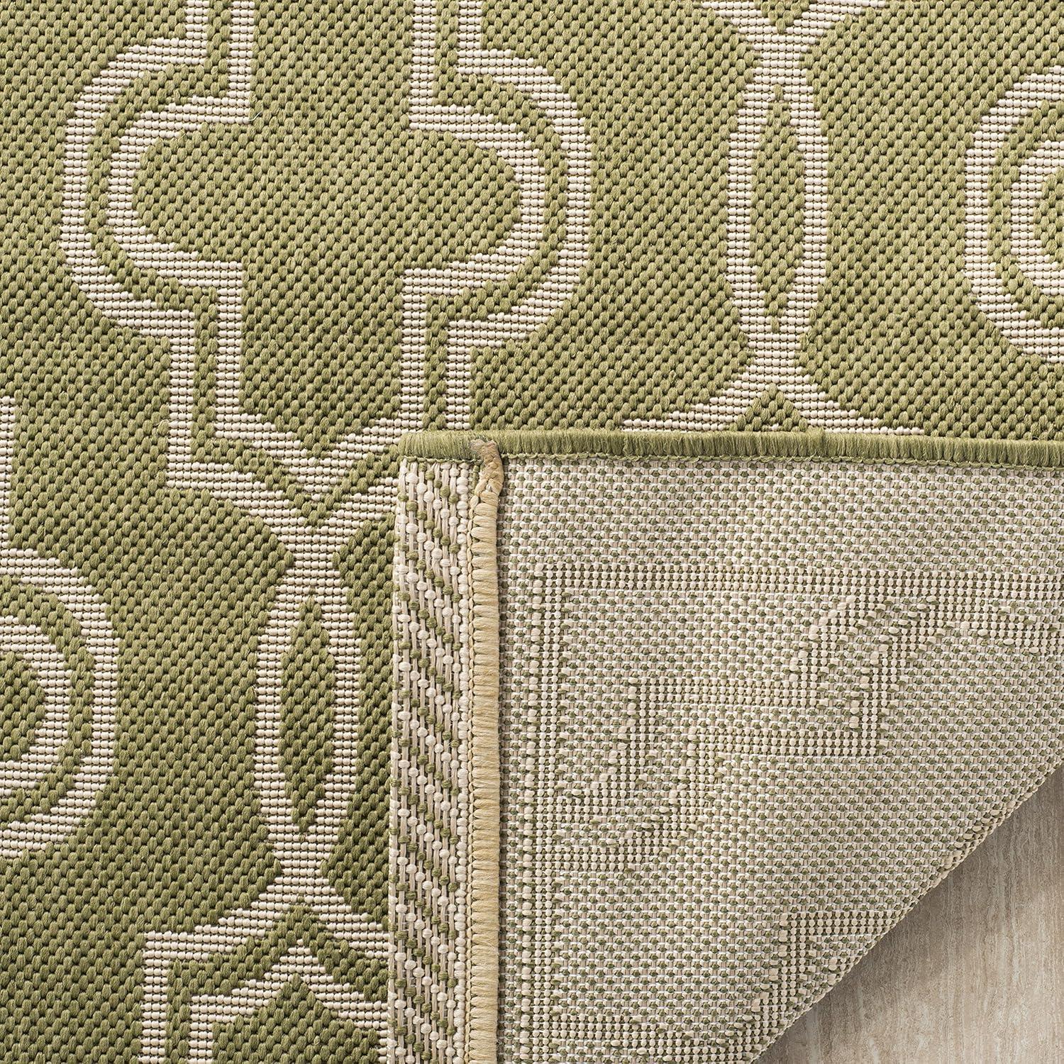 image:imageMartha Stewart x SAFAVIEH Outdoor Area Rug Collection 8 x 112 Green amp Beige Weather Resistant amp Washable Ideal for Patio Backyard Mudroom Deck Dining Space MSR4274244