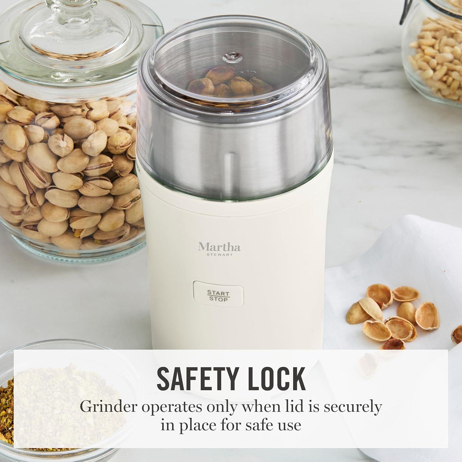 image:imageMarthaStewart ElectricCoffee amp Spice GrinderDual 25oz RemovableBowls StorageLidsStainless Steel BladesOne Touch Pulse Control2in1CompactBeans amp Spices Herbsamp Nuts Linen WhiteLinen White