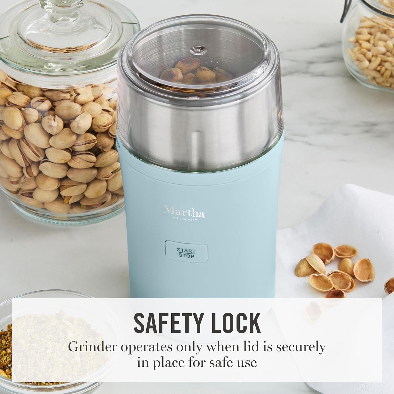 image:imageMarthaStewart ElectricCoffee amp Spice GrinderDual 25oz RemovableBowls StorageLidsStainless Steel BladesOne Touch Pulse Control2in1CompactBeans amp Spices Herbsamp Nuts Linen WhiteSky Blue