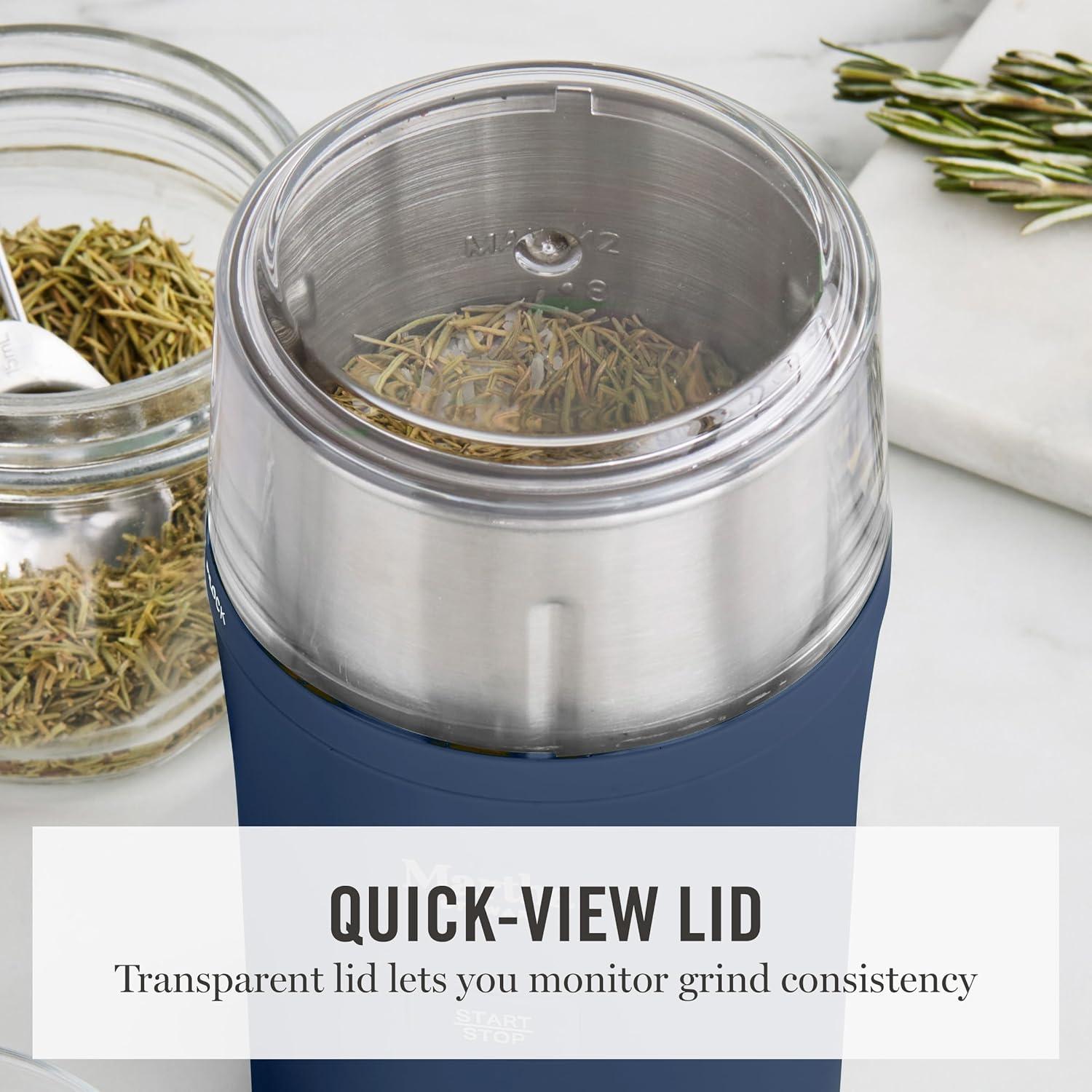 image:imageMarthaStewart ElectricCoffee amp Spice GrinderDual 25oz RemovableBowls StorageLidsStainless Steel BladesOne Touch Pulse Control2in1CompactBeans amp Spices Herbsamp Nuts Linen WhiteIndigo Blue