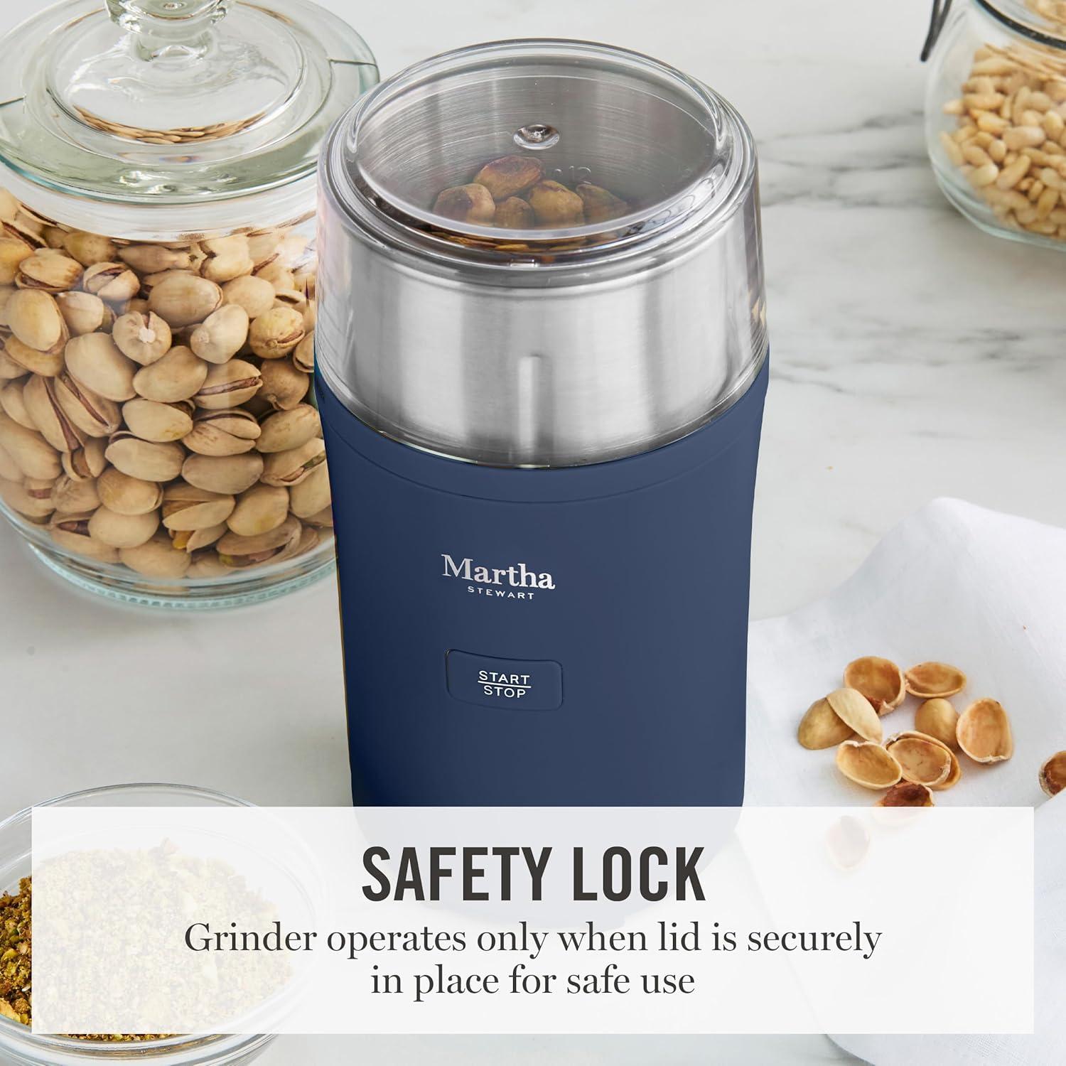 image:imageMarthaStewart ElectricCoffee amp Spice GrinderDual 25oz RemovableBowls StorageLidsStainless Steel BladesOne Touch Pulse Control2in1CompactBeans amp Spices Herbsamp Nuts Linen WhiteIndigo Blue