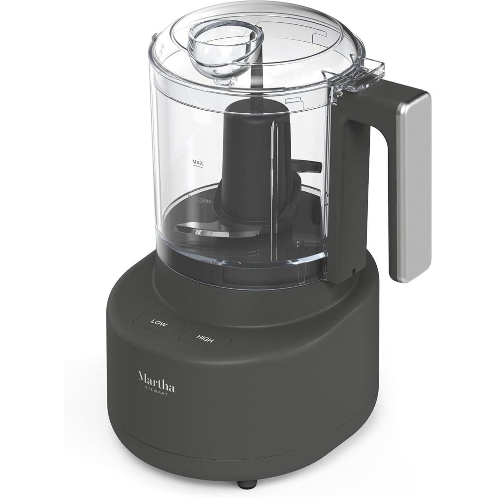image:imageMartha Stewart 3 Cup Electric Food Chopper Vegetable amp Herb Mini Food Processor 24oz BPAFree Bowl Stainless Steel Blades Pour Spout Dicing Mincing Chop amp Puree Dishwasher Safe LinenCaviar Gray