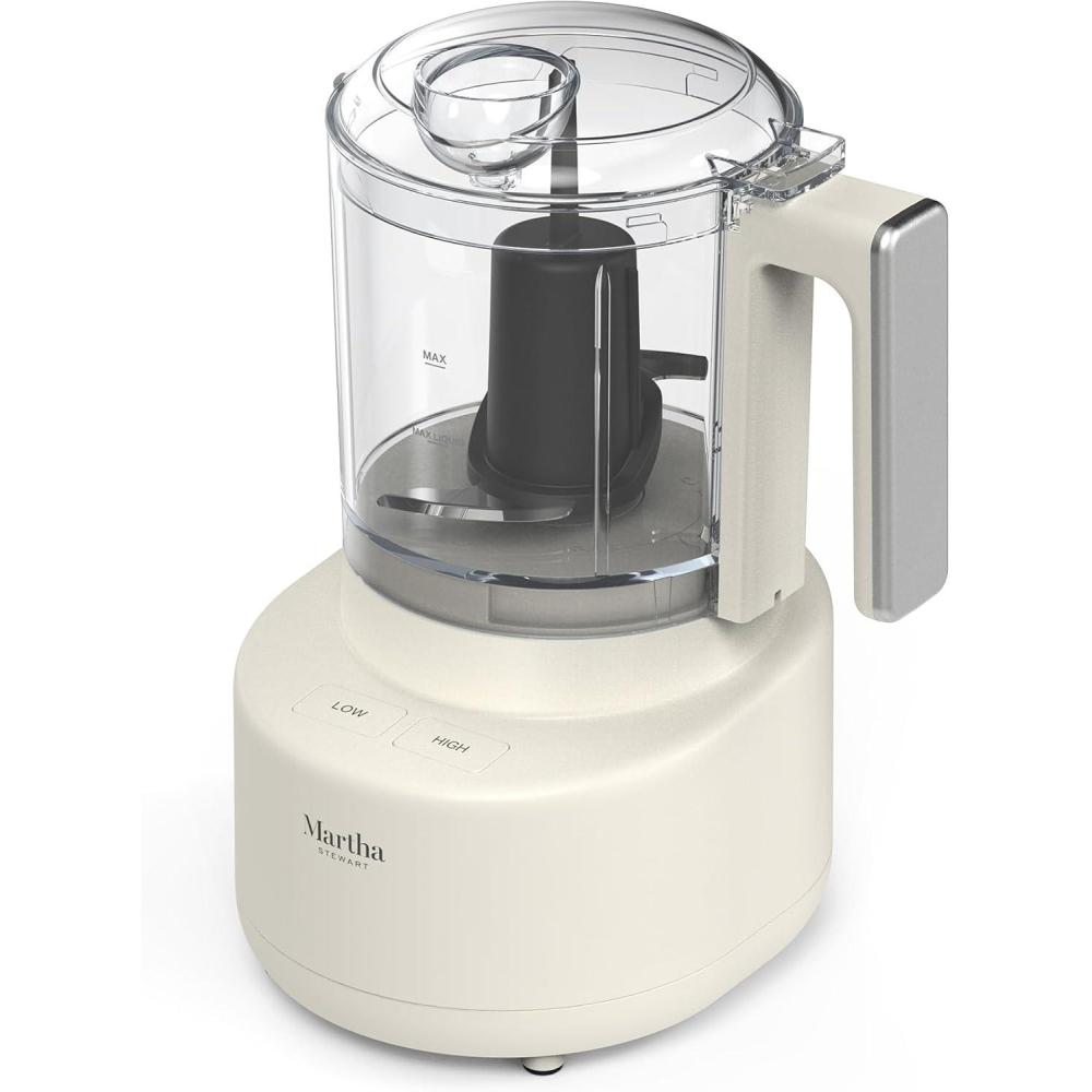 image:imageMartha Stewart 3 Cup Electric Food Chopper Vegetable amp Herb Mini Food Processor 24oz BPAFree Bowl Stainless Steel Blades Pour Spout Dicing Mincing Chop amp Puree Dishwasher Safe LinenLinen White