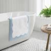 Martha Stewart – Bath Rug, Plush 100% Yarn-Dye Knit Rug, Soft Cushioned Feel Bathroom Rug with Skid-Resistant Latex Rubber Backing (Skylands Border Linen/White, 60″ x 22″)(Bedford Scallop White/Blue Bell)