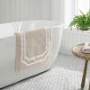 Martha Stewart – Bath Rug, Plush 100% Yarn-Dye Knit Rug, Soft Cushioned Feel Bathroom Rug with Skid-Resistant Latex Rubber Backing (Skylands Border Linen/White, 60″ x 22″)(Skylands Border Linen/White)