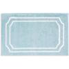 Martha Stewart – Bath Rug, Plush 100% Yarn-Dye Knit Rug, Soft Cushioned Feel Bathroom Rug with Skid-Resistant Latex Rubber Backing (Skylands Border Linen/White, 60″ x 22″)(Skylands Border Blue Bell/White)