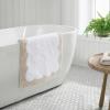 Martha Stewart – Bath Rug, Plush 100% Yarn-Dye Knit Rug, Soft Cushioned Feel Bathroom Rug with Skid-Resistant Latex Rubber Backing (Skylands Border Linen/White, 60″ x 22″)(Bedford Scallop White/Linen)