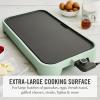 Martha Stewart 12” x 22” Electric Griddle, XL Ceramic Nonstick Flat Top Cooking Surface, Adjustable Temperature Dial, Drip Tray, Dishwasher Safe, 1500W Fast Even Heating, Pancakes & Eggs, Linen White(Honeydew Green)