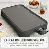 Martha Stewart 12” x 22” Electric Griddle, XL Ceramic Nonstick Flat Top Cooking Surface, Adjustable Temperature Dial, Drip Tray, Dishwasher Safe, 1500W Fast Even Heating, Pancakes & Eggs, Linen White(Caviar Gray)