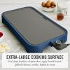 Martha Stewart 12” x 22” Electric Griddle, XL Ceramic Nonstick Flat Top Cooking Surface, Adjustable Temperature Dial, Drip Tray, Dishwasher Safe, 1500W Fast Even Heating, Pancakes & Eggs, Linen White(Indigo Blue)