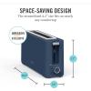 Martha Stewart 2 Slice Long Slot Toaster, Extra Wide for Sourdough & Bagels, 10 Setting Shade Control, Removable Crumb Tray, Self-Centering Design, Defrost/Reheat, Cancel, Slim Space-Saving, Linen(Indigo Blue)