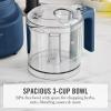 Martha Stewart 3 Cup Electric Food Chopper, Vegetable & Herb Mini Food Processor, 24oz BPA-Free Bowl, Stainless Steel Blades, Pour Spout, Dicing, Mincing, Chop & Puree, Dishwasher Safe, Linen(Indigo Blue)