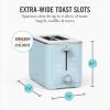 Martha Stewart 4 Slice Toaster, 10 Shade Settings with Defrost, Cancel, Bagel & Gluten-Free, Extra-Wide Self-Centering Slots for Waffles & Artisan Bread, Removable Crumb Tray, Cord Wrap, 1800W, Linen(Sky Blue)