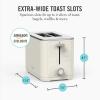 Martha Stewart 4 Slice Toaster, 10 Shade Settings with Defrost, Cancel, Bagel & Gluten-Free, Extra-Wide Self-Centering Slots for Waffles & Artisan Bread, Removable Crumb Tray, Cord Wrap, 1800W, Linen(Linen White)
