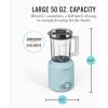 Martha Stewart 50oz Countertop Blender, Smoothie, Margarita & Ice Crushing Blender, BPA-Free Pitcher, 3 Speeds, 5 Presets, Auto-Clean Function, Dishwasher Safe, Stainless Steel Blades, Linen Cream(Sky Blue)