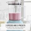 Martha Stewart 50oz Countertop Blender, Smoothie, Margarita & Ice Crushing Blender, BPA-Free Pitcher, 3 Speeds, 5 Presets, Auto-Clean Function, Dishwasher Safe, Stainless Steel Blades, Linen Cream(Sky Blue)