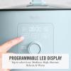 Martha Stewart 8 QT Slow Cooker, Programmable with Timer, 3 Heat Settings (Low, High, Warm), Nonstick Ceramic Removable Crock, Stovetop & Oven Safe, Glass Lid, Simmer, Reheat, Warm, Linen(Sky Blue)
