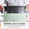 Martha Stewart 8 QT Slow Cooker, Programmable with Timer, 3 Heat Settings (Low, High, Warm), Nonstick Ceramic Removable Crock, Stovetop & Oven Safe, Glass Lid, Simmer, Reheat, Warm, Linen(Honeydew Green)